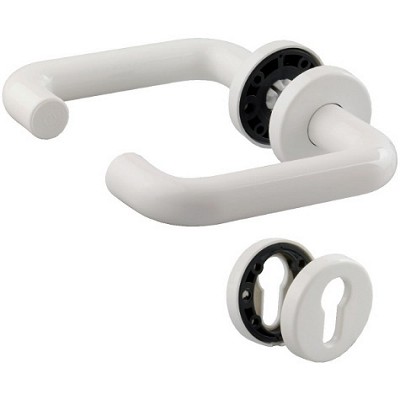 antibacterial white door handle with lock kit